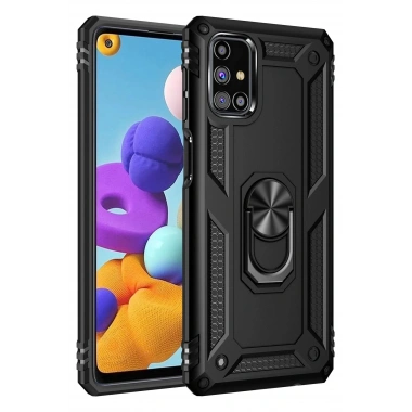 Mey İthalat® Samsung Galaxy M31S Kılıf Sofya Yüzüklü Silikon Kapak - Siyah