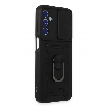 Mey İthalat®  Samsung Galaxy M34 5G Kılıf Pars Lens Yüzüklü Silikon - Siyah