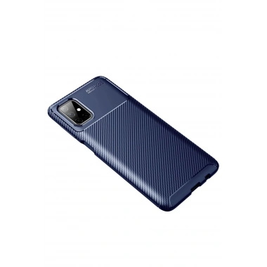 Mey İthalat®  Samsung Galaxy M51 Kılıf Auto Focus Karbon Kapak - Lacivert