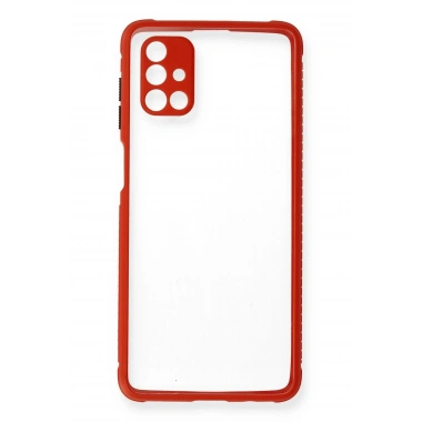 Mey İthalat® Samsung Galaxy M51 Kılıf Miami Şeffaf Silikon - Kırmızı