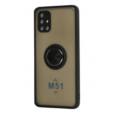 Mey İthalat®  Samsung Galaxy M51 Kılıf Montreal Yüzüklü Silikon Kapak - Siyah