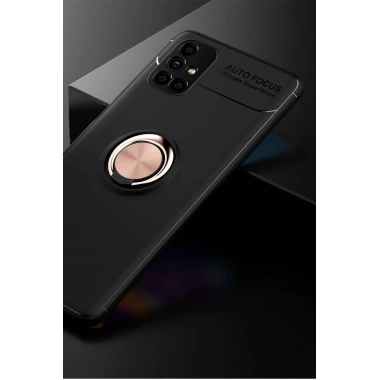 Mey İthalat® Samsung Galaxy M51 Kılıf Range Yüzüklü Silikon - Siyah-Gold