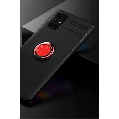 Mey İthalat® Samsung Galaxy M51 Kılıf Range Yüzüklü Silikon - Siyah-Kırmızı