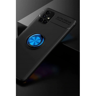 Mey İthalat® Samsung Galaxy M51 Kılıf Range Yüzüklü Silikon - Siyah-Mavi