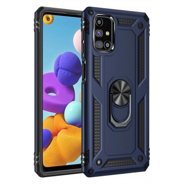 Mey İthalat® Samsung Galaxy M51 Kılıf Sofya Yüzüklü Silikon Kapak - Lacivert