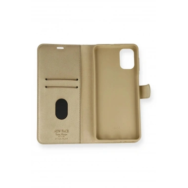 Mey İthalat®  Samsung Galaxy M51 Trend S Plus Kapaklı Kılıf - Gold