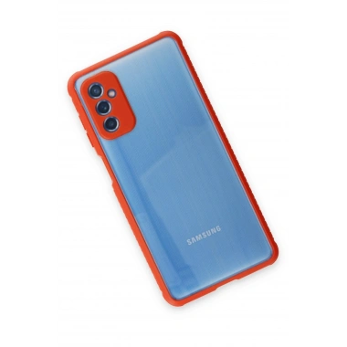 Mey İthalat®  Samsung Galaxy M52 5G Kılıf Miami Şeffaf Silikon - Kırmızı