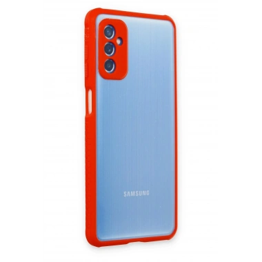 Mey İthalat®  Samsung Galaxy M52 5G Kılıf Miami Şeffaf Silikon - Kırmızı
