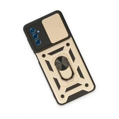 Mey İthalat®  Samsung Galaxy M52 5G Kılıf Pars Lens Yüzüklü Silikon - Gold