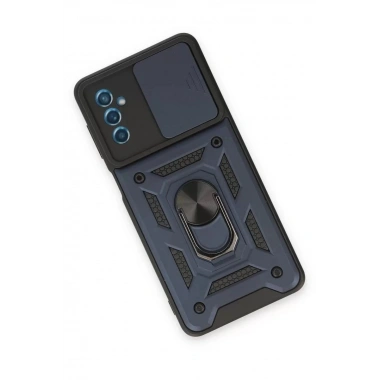 Mey İthalat®  Samsung Galaxy M52 5G Kılıf Pars Lens Yüzüklü Silikon - Lacivert