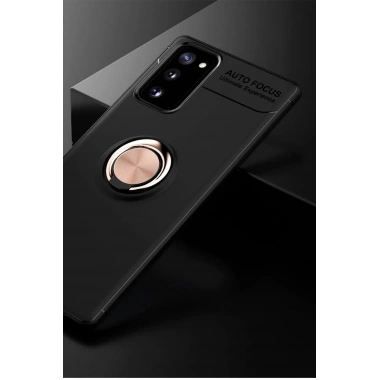Mey İthalat® Samsung Galaxy Note 20 Kılıf Range Yüzüklü Silikon - Siyah-Gold
