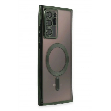 Mey İthalat®  Samsung Galaxy Note 20 Ultra Kılıf Kross Magneticsafe Kapak - Koyu Yeşil
