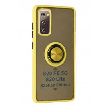Mey İthalat®  Samsung Galaxy S20 FE Kılıf Montreal Yüzüklü Silikon Kapak - Sarı