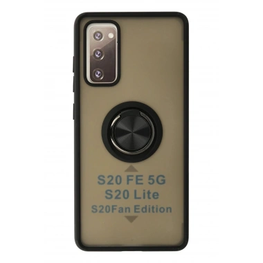 Mey İthalat®  Samsung Galaxy S20 FE Kılıf Montreal Yüzüklü Silikon Kapak - Siyah