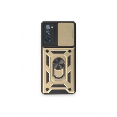 Mey İthalat®  Samsung Galaxy S20 FE Kılıf Pars Lens Yüzüklü Silikon - Gold