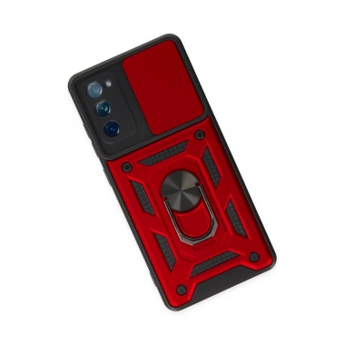 Mey İthalat®  Samsung Galaxy S20 FE Kılıf Pars Lens Yüzüklü Silikon - Kırmızı