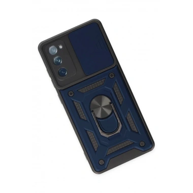 Mey İthalat®  Samsung Galaxy S20 FE Kılıf Pars Lens Yüzüklü Silikon - Lacivert