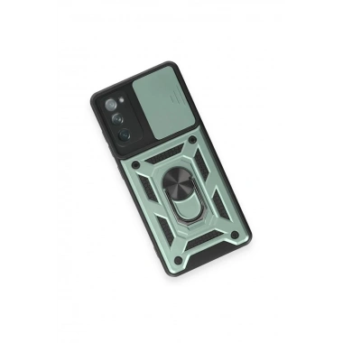 Mey İthalat®  Samsung Galaxy S20 FE Kılıf Pars Lens Yüzüklü Silikon - Yeşil