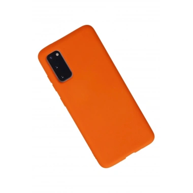 Mey İthalat®  Samsung Galaxy S20 Kılıf Nano içi Kadife Silikon - Turuncu