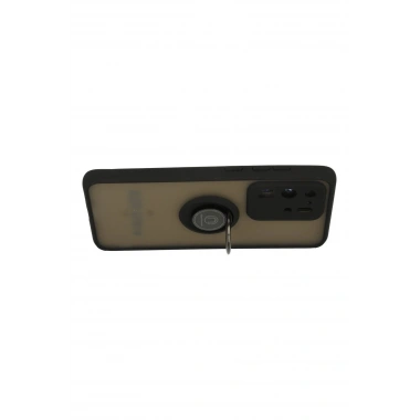 Mey İthalat®  Samsung Galaxy S20 Ultra Kılıf Montreal Yüzüklü Silikon Kapak - Siyah