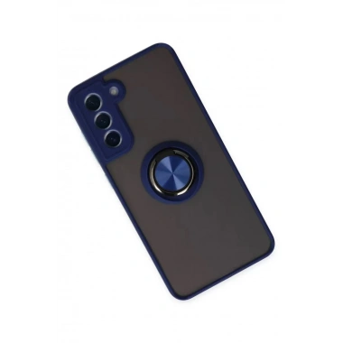Mey İthalat®  Samsung Galaxy S21 FE Kılıf Montreal Yüzüklü Silikon Kapak - Lacivert