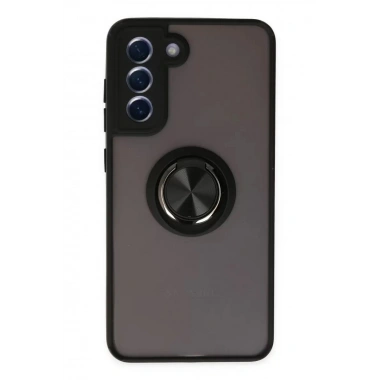 Mey İthalat®  Samsung Galaxy S21 FE Kılıf Montreal Yüzüklü Silikon Kapak - Siyah
