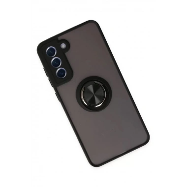 Mey İthalat®  Samsung Galaxy S21 FE Kılıf Montreal Yüzüklü Silikon Kapak - Siyah