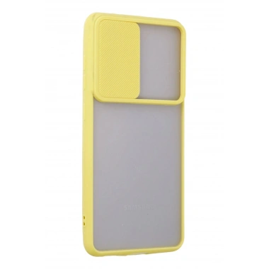 Mey İthalat® Samsung Galaxy S21 FE Kılıf Palm Buzlu Kamera Sürgülü Silikon - Sarı