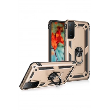 Mey İthalat® Samsung Galaxy S21 Kılıf Sofya Yüzüklü Silikon Kapak - Gold