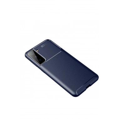 Mey İthalat®  Samsung Galaxy S21 Plus Kılıf Auto Focus Karbon Kapak - Lacivert