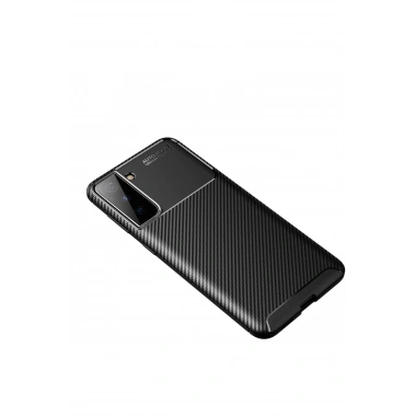 Mey İthalat®  Samsung Galaxy S21 Plus Kılıf Auto Focus Karbon Kapak - Siyah
