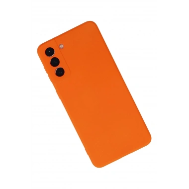 Mey İthalat®  Samsung Galaxy S21 Plus Kılıf Nano içi Kadife Silikon - Turuncu