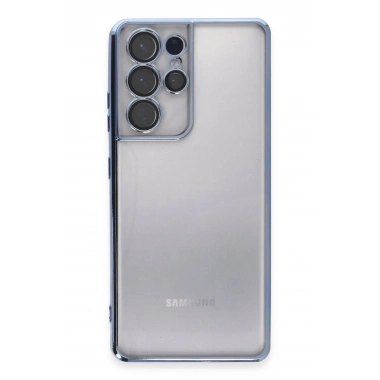 Mey İthalat®  Samsung Galaxy S21 Ultra Kılıf  Lensli Silikon - Açık Mavi