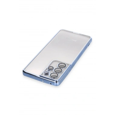 Mey İthalat®  Samsung Galaxy S21 Ultra Kılıf  Lensli Silikon - Açık Mavi
