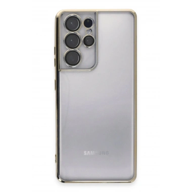 Mey İthalat®  Samsung Galaxy S21 Ultra Kılıf  Lensli Silikon - Gold