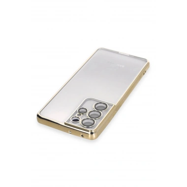 Mey İthalat®  Samsung Galaxy S21 Ultra Kılıf  Lensli Silikon - Gold