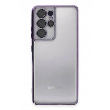 Mey İthalat®  Samsung Galaxy S21 Ultra Kılıf  Lensli Silikon - Mor