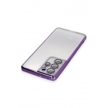 Mey İthalat®  Samsung Galaxy S21 Ultra Kılıf  Lensli Silikon - Mor