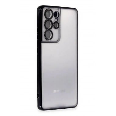 Mey İthalat®  Samsung Galaxy S21 Ultra Kılıf  Lensli Silikon - Siyah