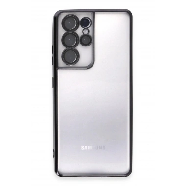Mey İthalat®  Samsung Galaxy S21 Ultra Kılıf  Lensli Silikon - Siyah