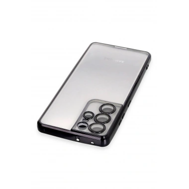 Mey İthalat®  Samsung Galaxy S21 Ultra Kılıf  Lensli Silikon - Siyah
