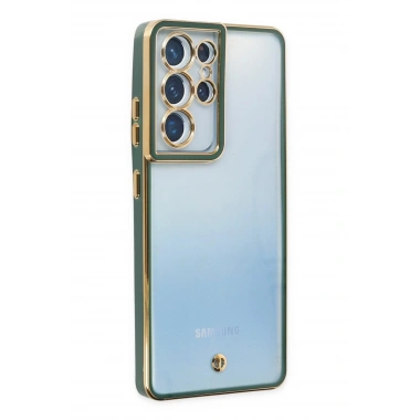 Mey İthalat® Samsung Galaxy S21 Ultra Kılıf Liva Lens Silikon - Yeşil