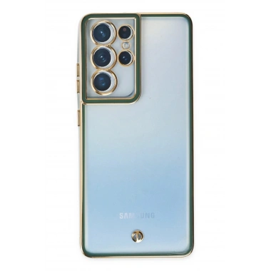 Mey İthalat® Samsung Galaxy S21 Ultra Kılıf Liva Lens Silikon - Yeşil