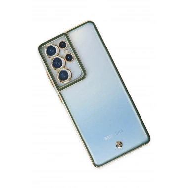 Mey İthalat® Samsung Galaxy S21 Ultra Kılıf Liva Lens Silikon - Yeşil