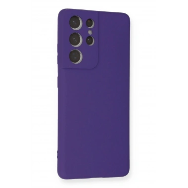 Mey İthalat®  Samsung Galaxy S21 Ultra Kılıf Nano içi Kadife Silikon - Mor