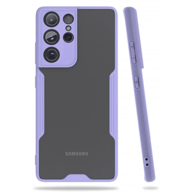 Mey İthalat®  Samsung Galaxy S21 Ultra Kılıf Platin Silikon - Lila