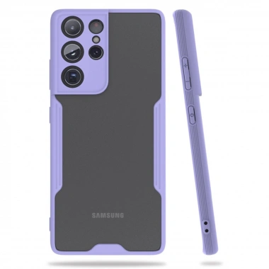 Mey İthalat®  Samsung Galaxy S21 Ultra Kılıf Platin Silikon - Lila