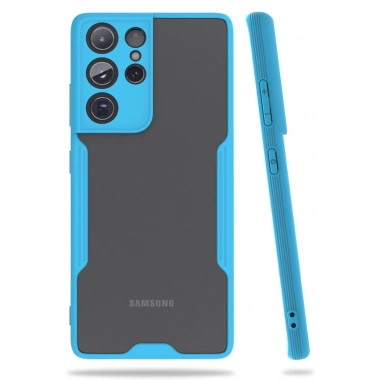 Mey İthalat®  Samsung Galaxy S21 Ultra Kılıf Platin Silikon - Mavi