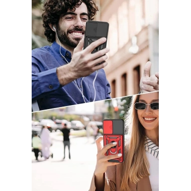 Mey İthalat®  Samsung Galaxy S22 Kılıf Pars Lens Yüzüklü Silikon - Yeşil