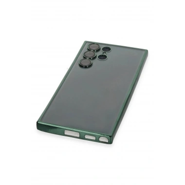 Mey İthalat®  Samsung Galaxy S22 Ultra Kılıf  Lensli Silikon - Yeşil